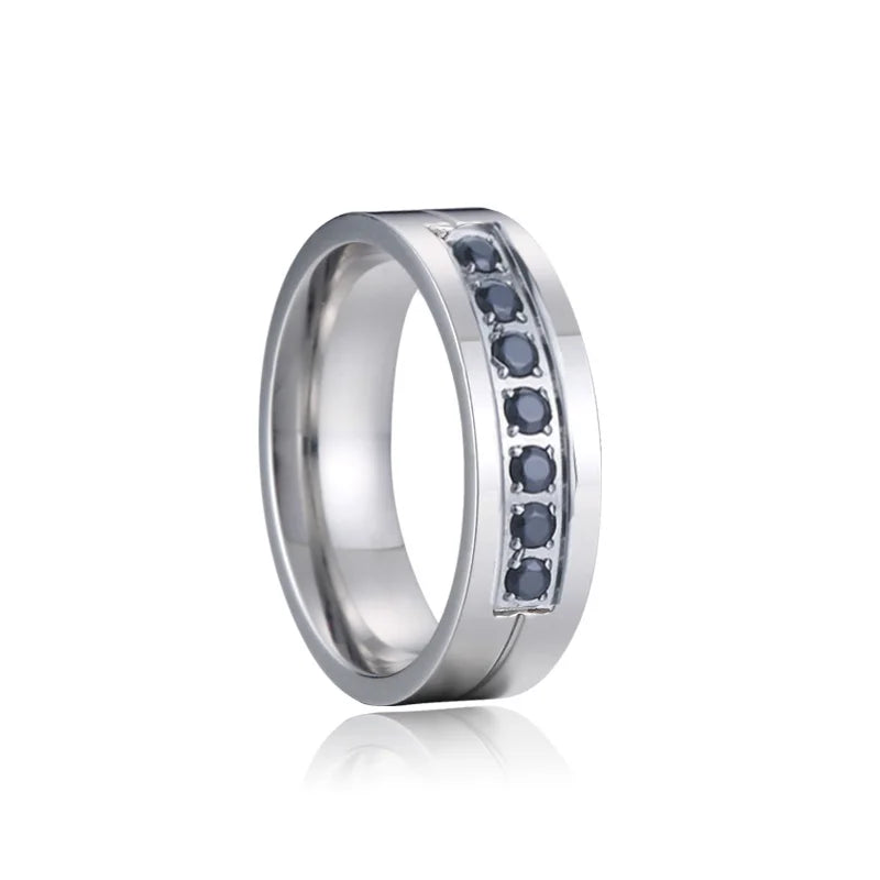 Titanfitz Custom Engraved Titanium & Stainless Steel Wedding Bands – His and Hers Rings with Cubic Zirconia