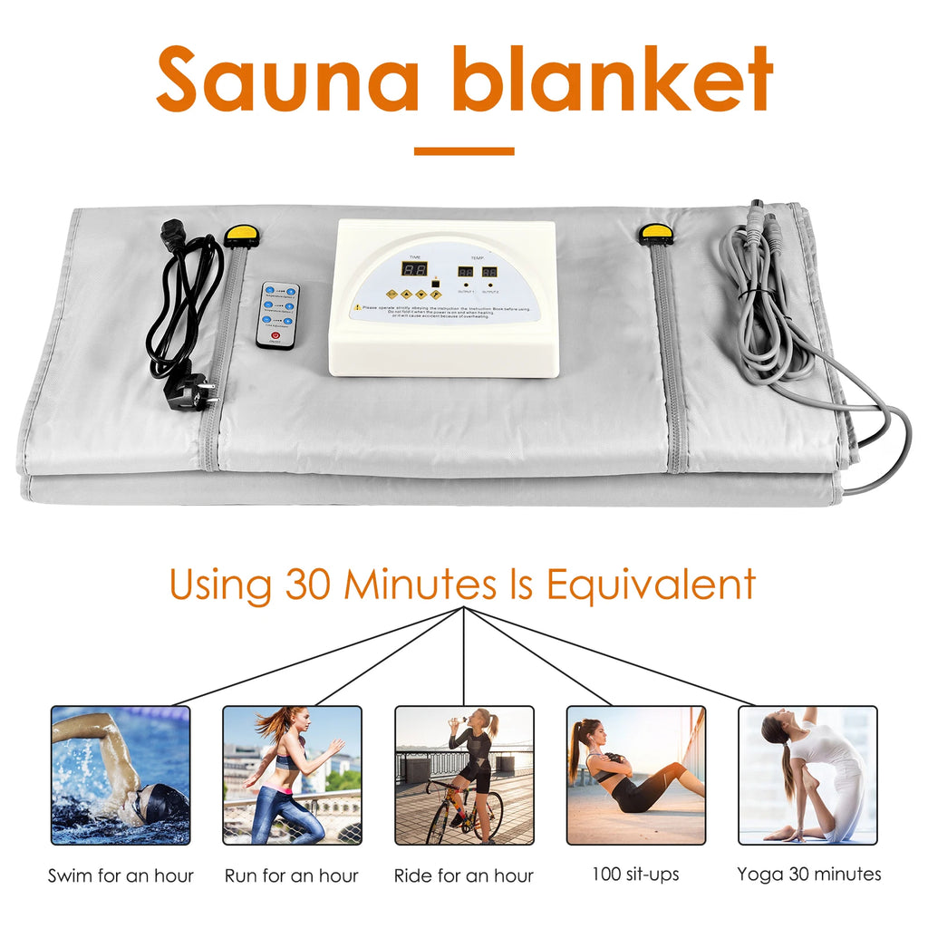 Professional Infrare Sauna Blanket Slimming Zipper Design Heating Sauna Blanket for Weight Loss Detox Home 180 x 80 cm
