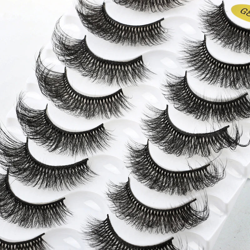 10/8/5/3Pairs Multipack 3D Mink Lashes False Eyelashes Handmade Wispy Fluffy Fake Lash Natural Eye Makeup Tools Faux Eye Lashes