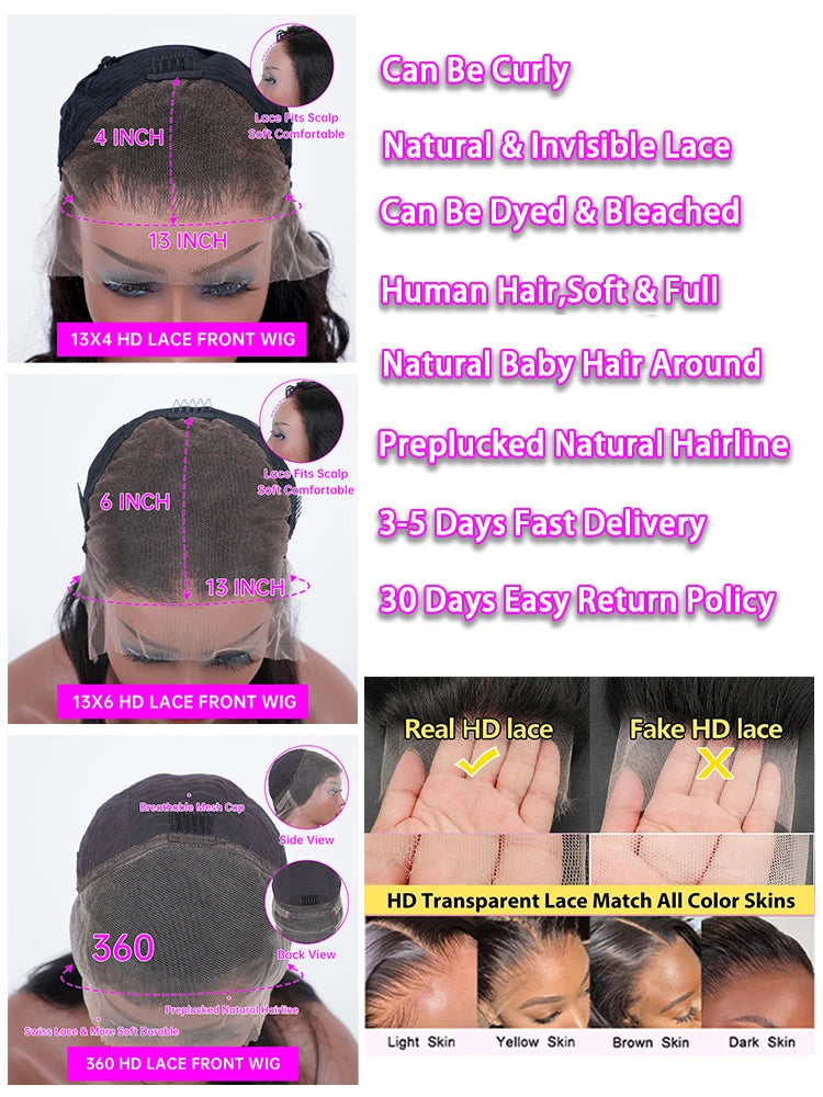 Brazilian Body Wave HD Lace Front Wig | 13x4 & 13x6 | 180% & 250% Density | 20"-40"