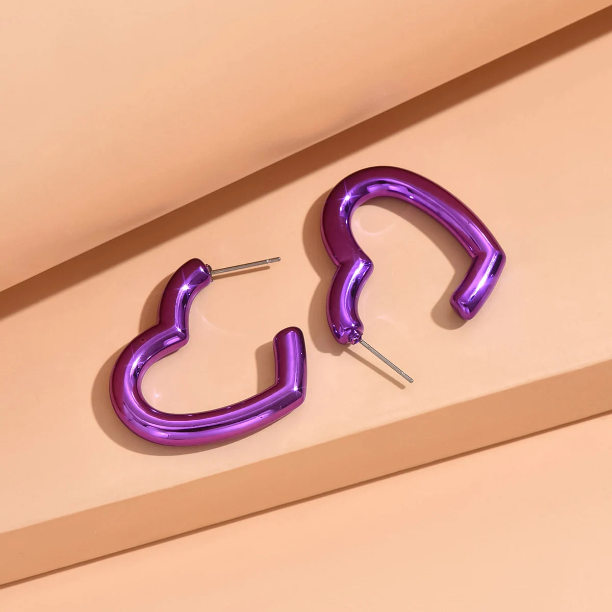 Y2K Heart Hoop Earrings | Cute Vintage Acrylic Heart Circle Earrings for Women