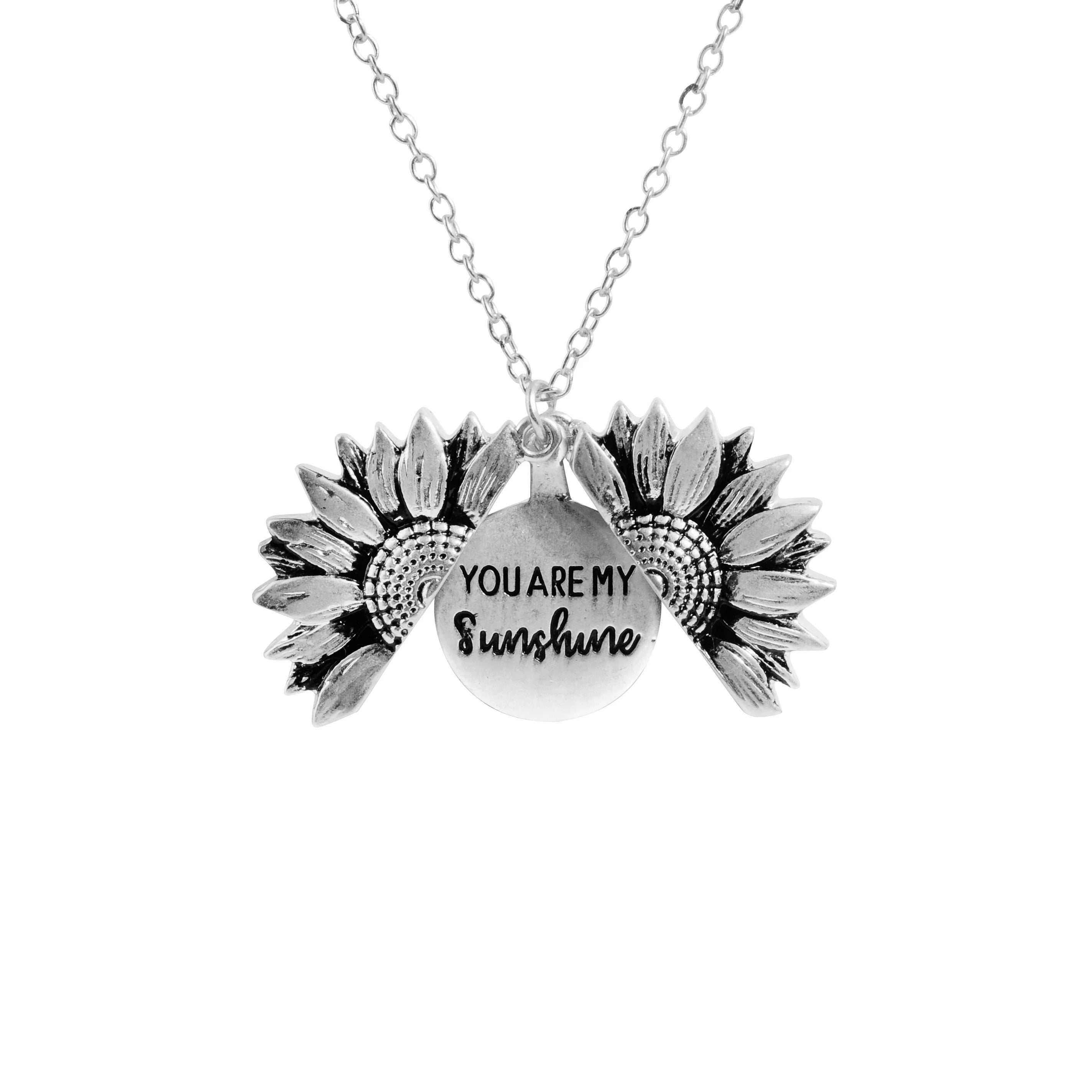 Vintage "You Are My Sunshine" Sunflower Pendant Necklace for Women – Zinc Alloy Fashion Jewelry