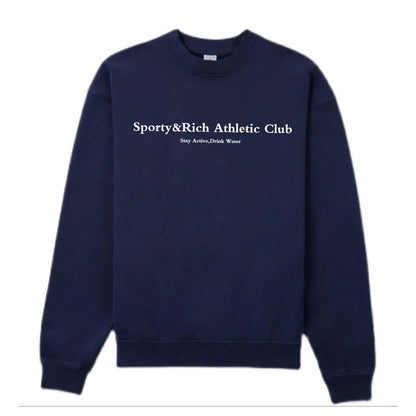 American Vintage Athletic Club Letters Printing Casual Sweatshirts Autumn Long Sleeve Loose Cotton Thick Warm Women Pullover