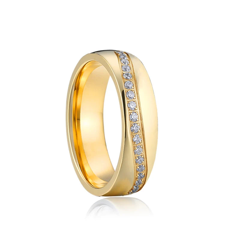 Titanfitz Custom Engraved Titanium & Stainless Steel Wedding Bands – His and Hers Rings with Cubic Zirconia