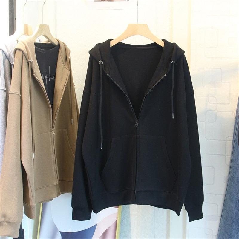 best Spring Hooded Sweatshirts with Pocket for Women Plus Size Long Sleeve Vintage Casual Cardigan y2k Streetwear Zip Up Hoodie Cloth 0 shop online at M2K Trends for