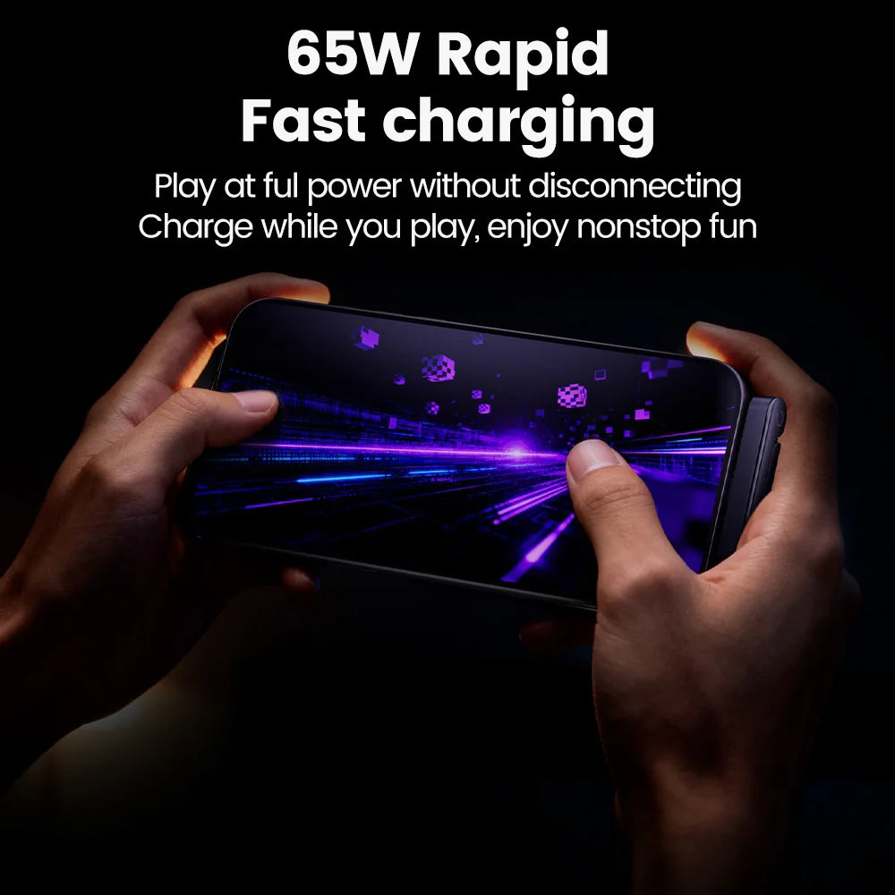 65W Fast Charging Cable with Foldable Phone Holder | USB-C & USB | Braided Nylon | 1m & 1.5m