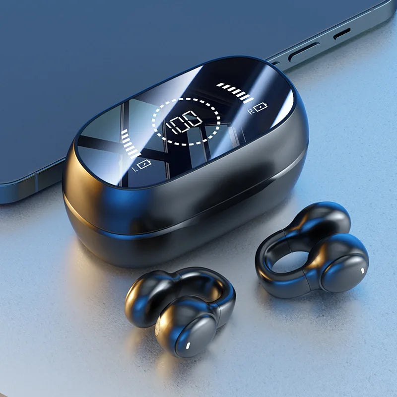 Wireless Ear Clip Bluetooth Headphones – Open-Ear Sport Earbuds with Mic