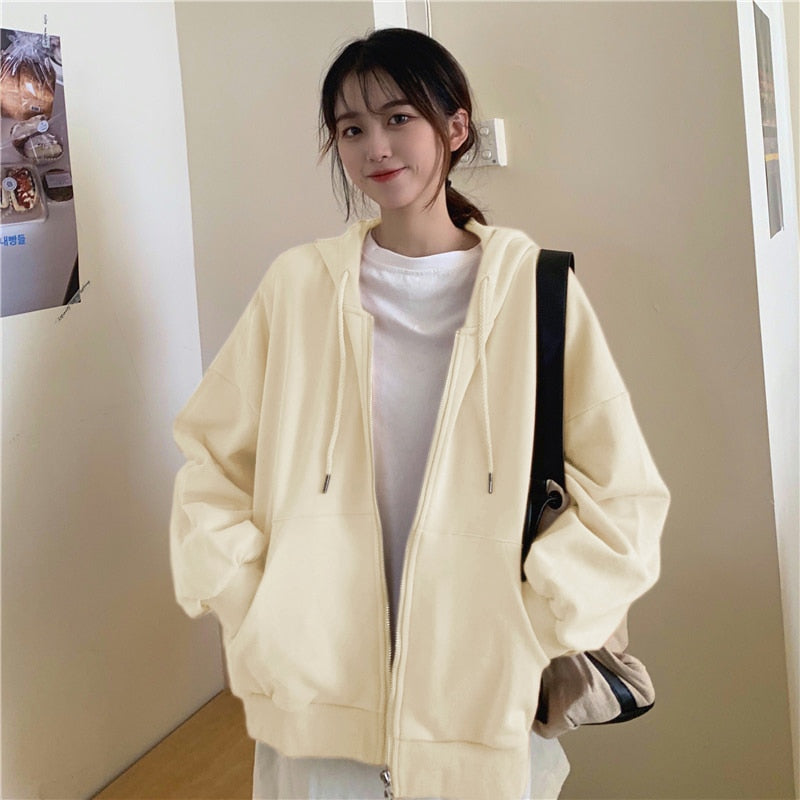 best Spring Hooded Sweatshirts with Pocket for Women Plus Size Long Sleeve Vintage Casual Cardigan y2k Streetwear Zip Up Hoodie Cloth 0 shop online at M2K Trends for