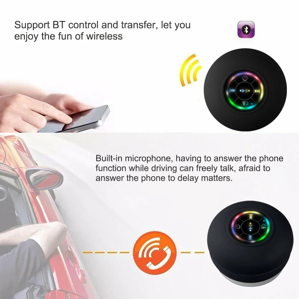 Mini Bluetooth Speaker Waterproof Bathroom Audio Wireless Shower Speakers Handsfree Loudspeaker With Suction Cup Mic For Pool