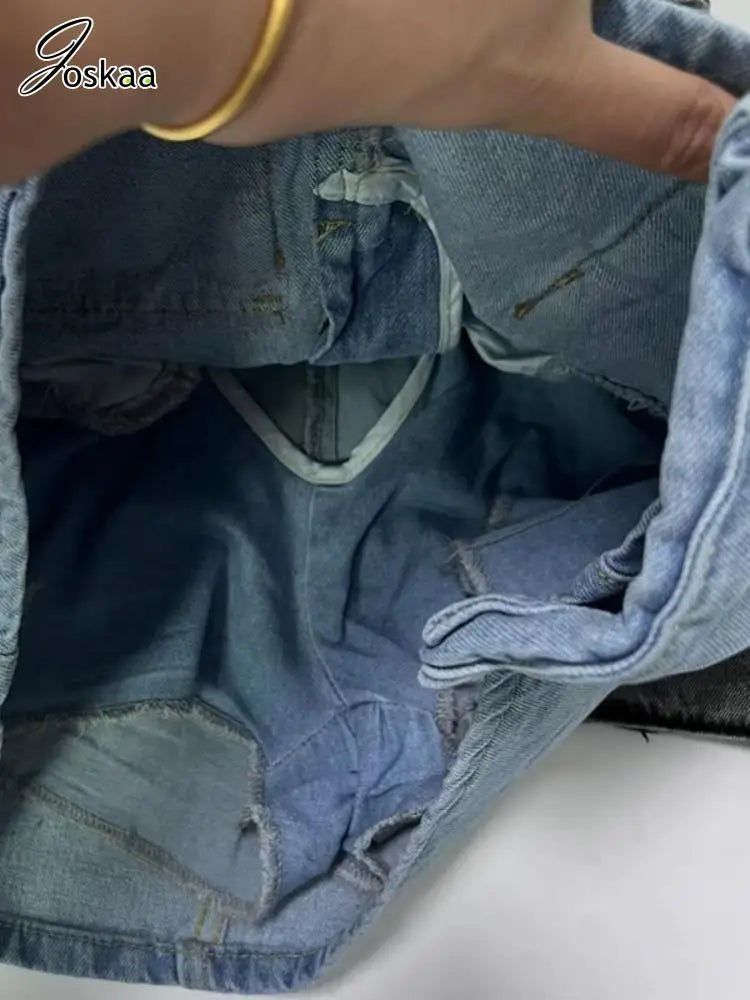 ¡Minifalda vaquera estilo cargo! Casual, a la moda, todo el verano.