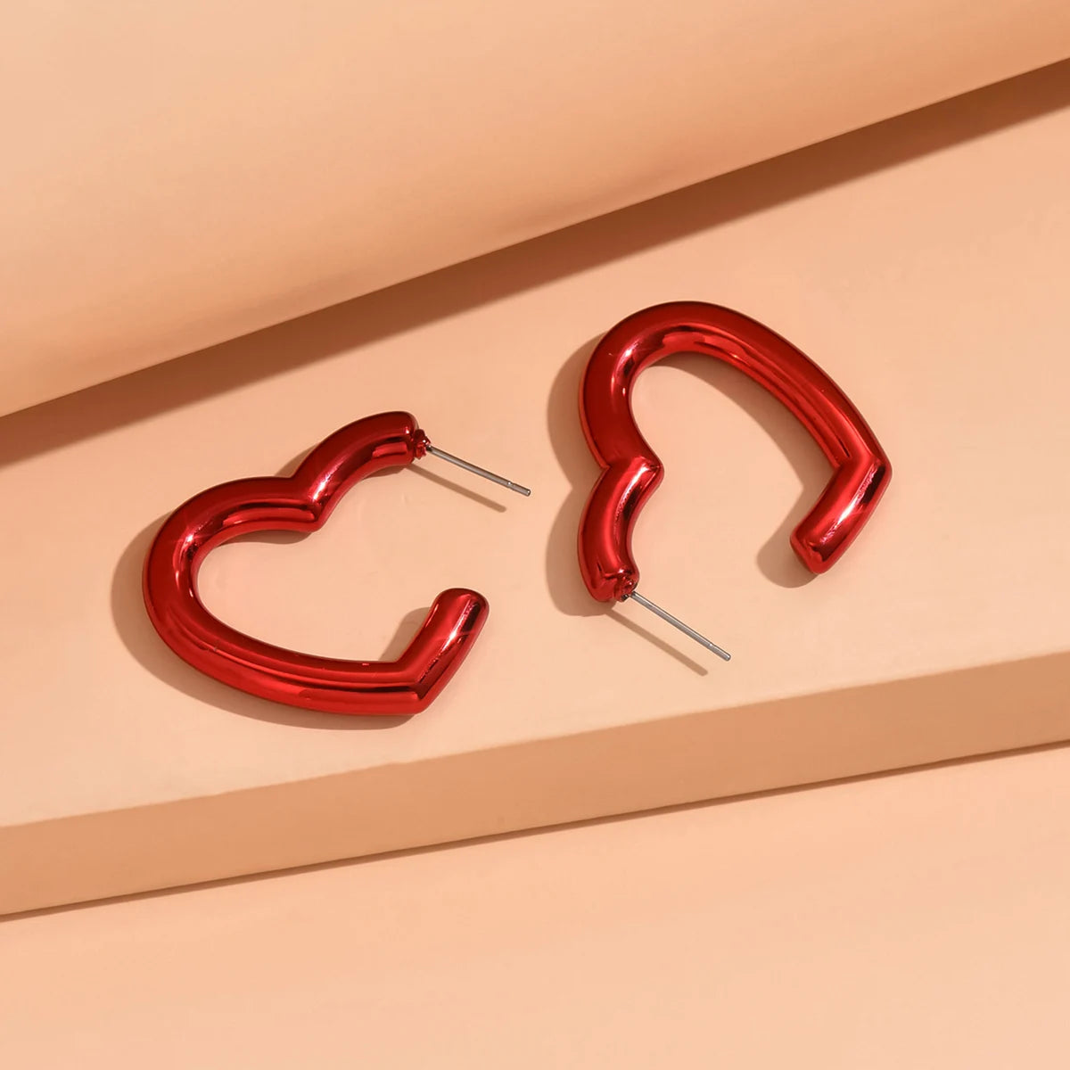 Y2K Heart Hoop Earrings | Cute Vintage Acrylic Heart Circle Earrings for Women