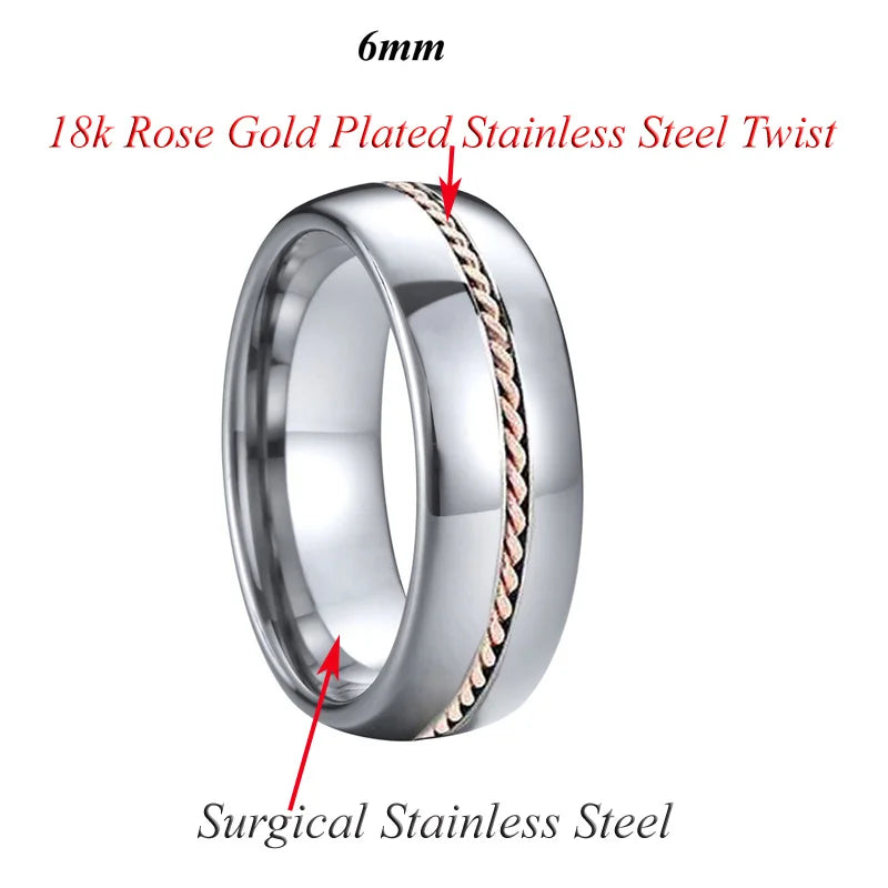 Titanfitz Custom Engraved Titanium & Stainless Steel Wedding Bands – His and Hers Rings with Cubic Zirconia