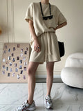 Suit Shorts With Ladies T-Shirt And Top Loose Oversized Cotton Summer Two Piece Ladies Classic Activewear Casual