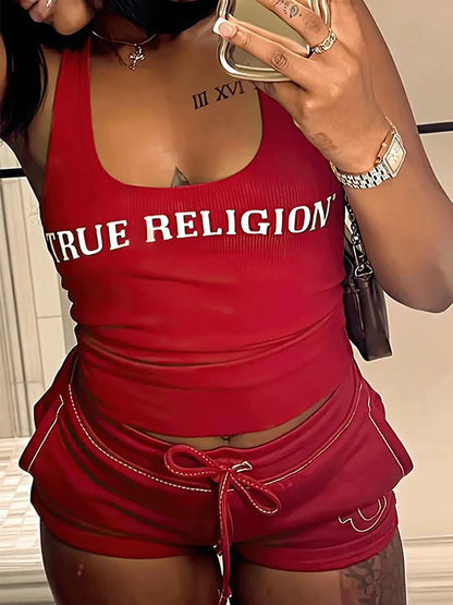 Crop Tops Summer Ribbed 2 Piece Pant Set Outfits Women Y2K Streetwear Sexy Club Graphic Crop Shirts Two Piece Set Shorts Pant