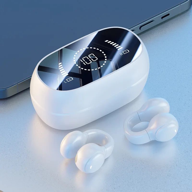 Wireless Ear Clip Bluetooth Headphones – Open-Ear Sport Earbuds with Mic