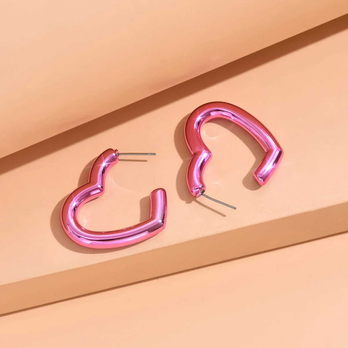Y2K Heart Hoop Earrings | Cute Vintage Acrylic Heart Circle Earrings for Women