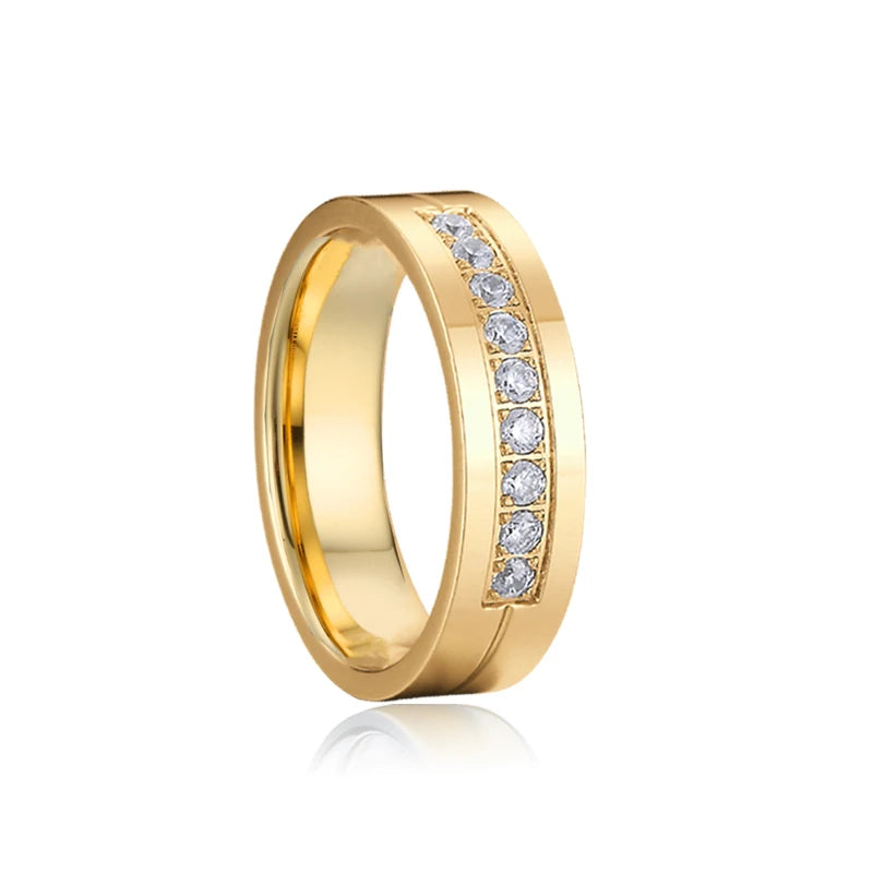 Titanfitz Custom Engraved Titanium & Stainless Steel Wedding Bands – His and Hers Rings with Cubic Zirconia