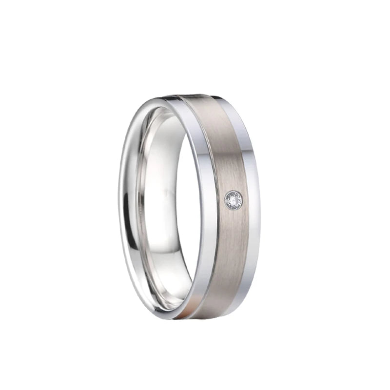 Titanfitz Custom Engraved Titanium & Stainless Steel Wedding Bands – His and Hers Rings with Cubic Zirconia