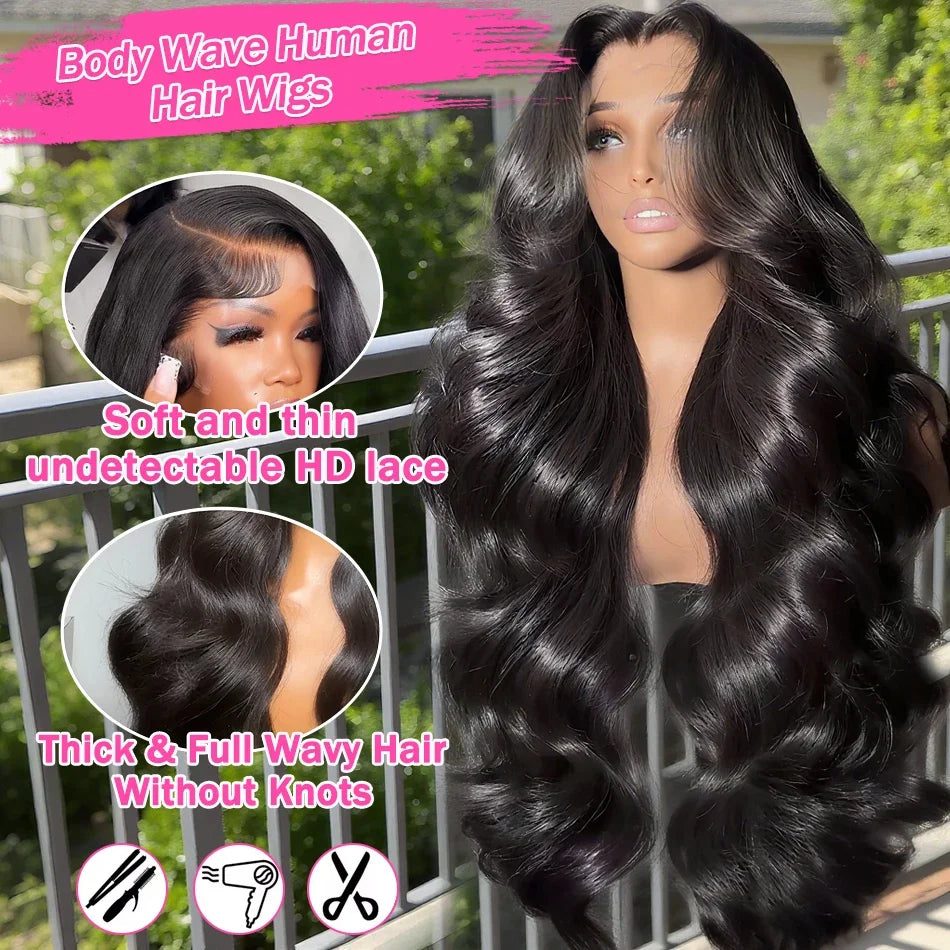 HD Lace Wig 13x6 & 13x4 Body Wave Human Hair Wig – 200% 250% Density, Pre-Plucked