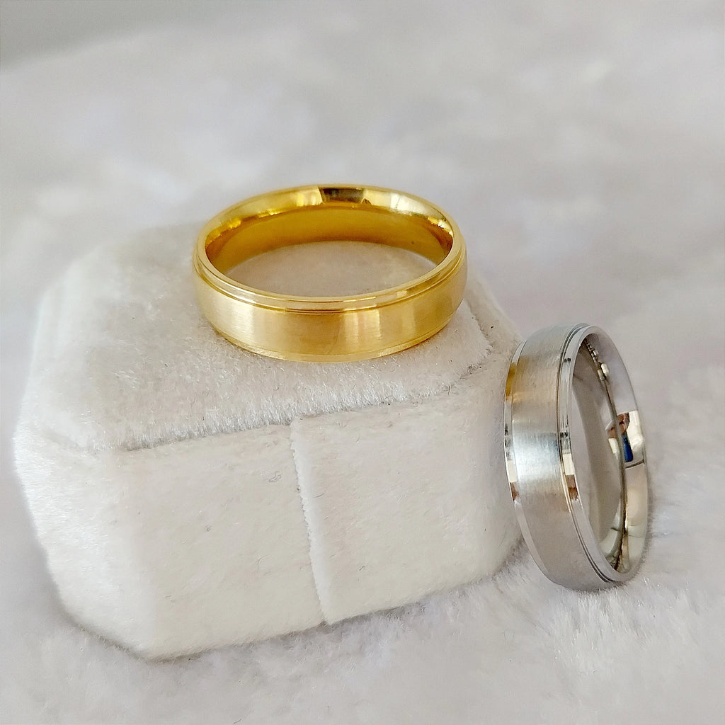 Titanfitz Custom Engraved Titanium & Stainless Steel Wedding Bands – His and Hers Rings with Cubic Zirconia