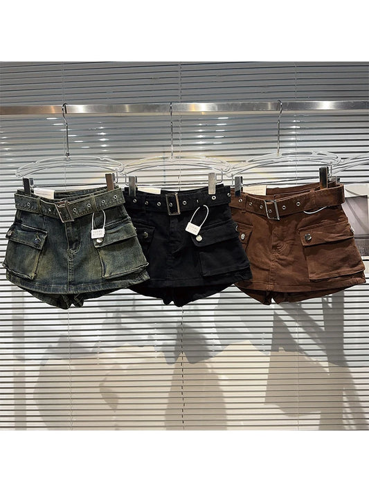 Women's Black Denim Cargo Shorts Fashion High Waist Ladies Streetwear Baggy Cowboy Shorts Jeans 2000s Y2k Harajuku 2000s Clothes