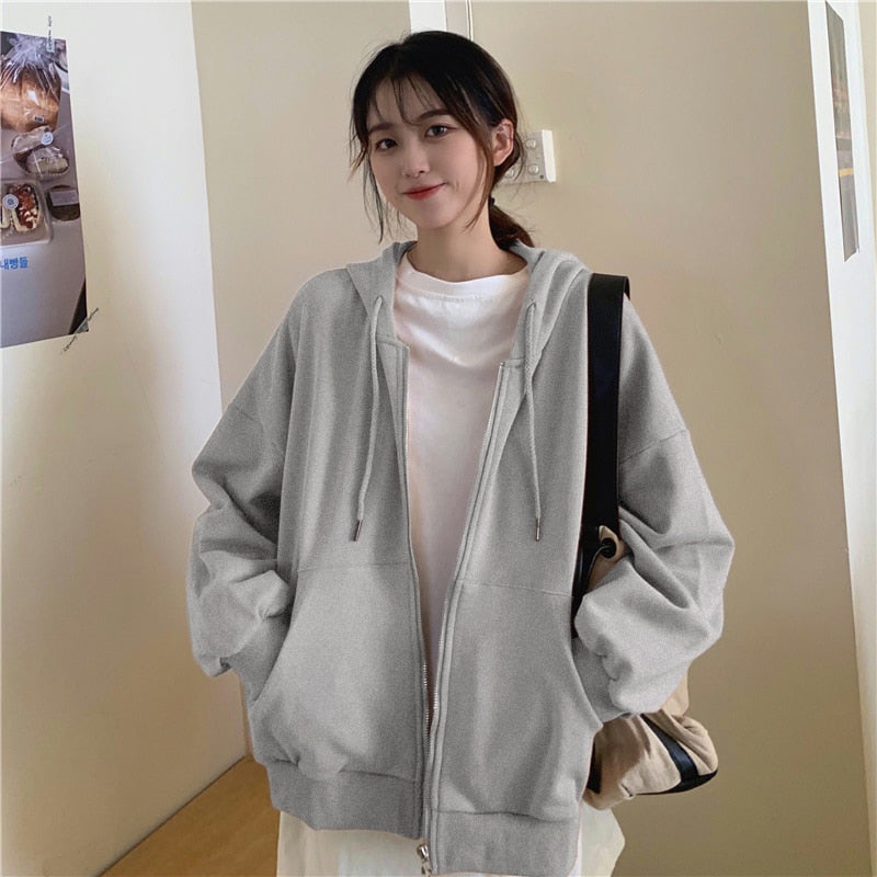 best Spring Hooded Sweatshirts with Pocket for Women Plus Size Long Sleeve Vintage Casual Cardigan y2k Streetwear Zip Up Hoodie Cloth 0 shop online at M2K Trends for