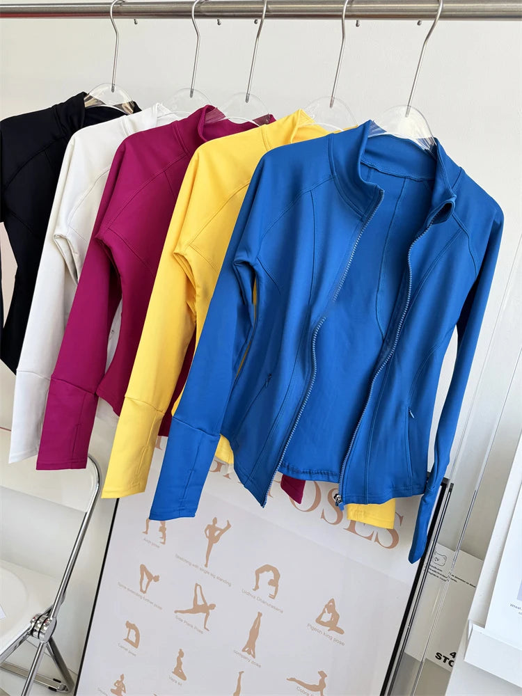 High Quality Long Sleeve Sports Jacket Women Zip Fitness Yoga Shirt  Gym Top Activewear Running Coats  Cycling Workout Clothes