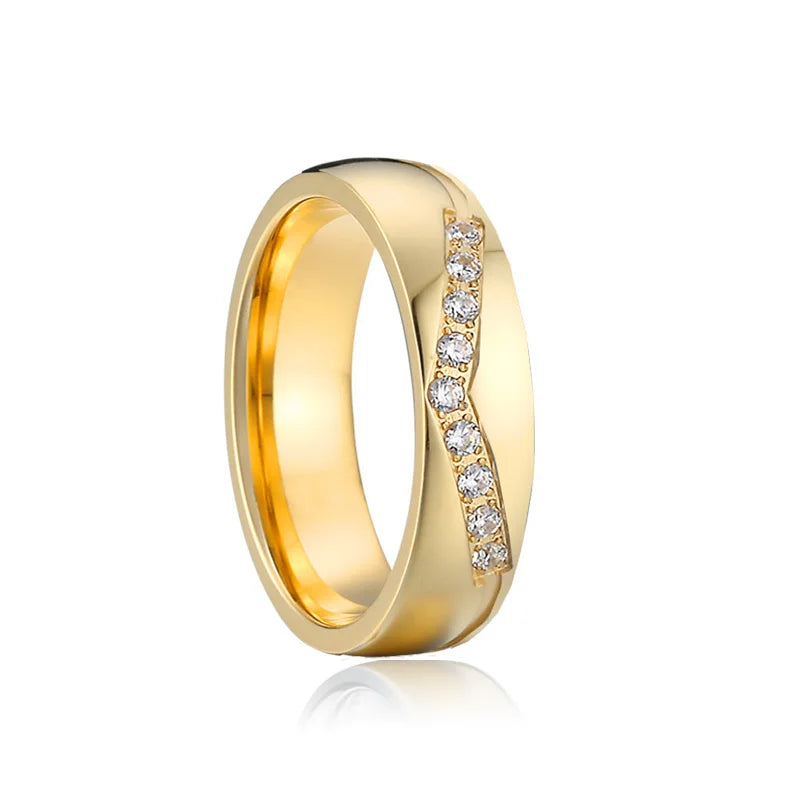 Titanfitz Custom Engraved Titanium & Stainless Steel Wedding Bands – His and Hers Rings with Cubic Zirconia