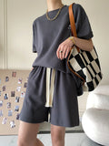 Suit Shorts With Ladies T-Shirt And Top Loose Oversized Cotton Summer Two Piece Ladies Classic Activewear Casual