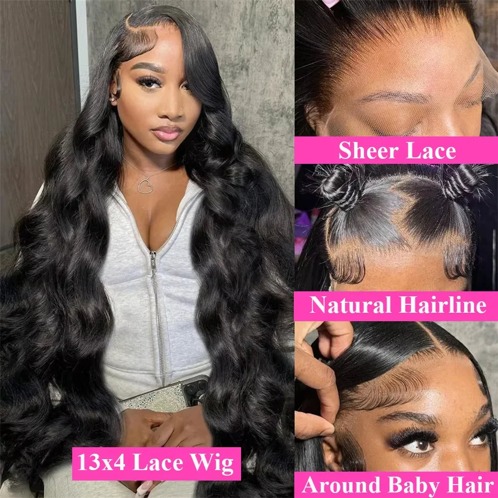 HD Lace Wig 13x6 & 13x4 Body Wave Human Hair Wig – 200% 250% Density, Pre-Plucked