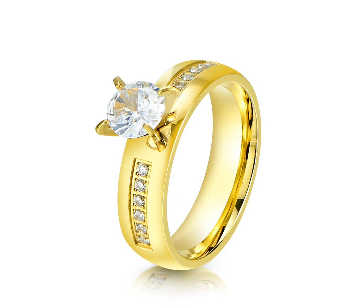 Titanfitz Custom Engraved Titanium & Stainless Steel Wedding Bands – His and Hers Rings with Cubic Zirconia