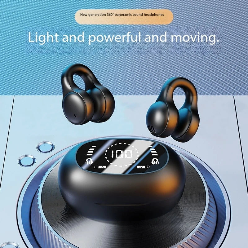 Wireless Ear Clip Bluetooth Headphones – Open-Ear Sport Earbuds with Mic