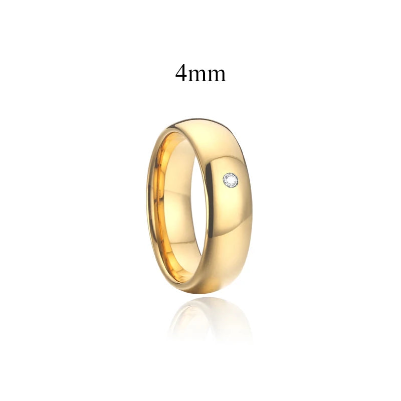 Titanfitz Custom Engraved Titanium & Stainless Steel Wedding Bands – His and Hers Rings with Cubic Zirconia