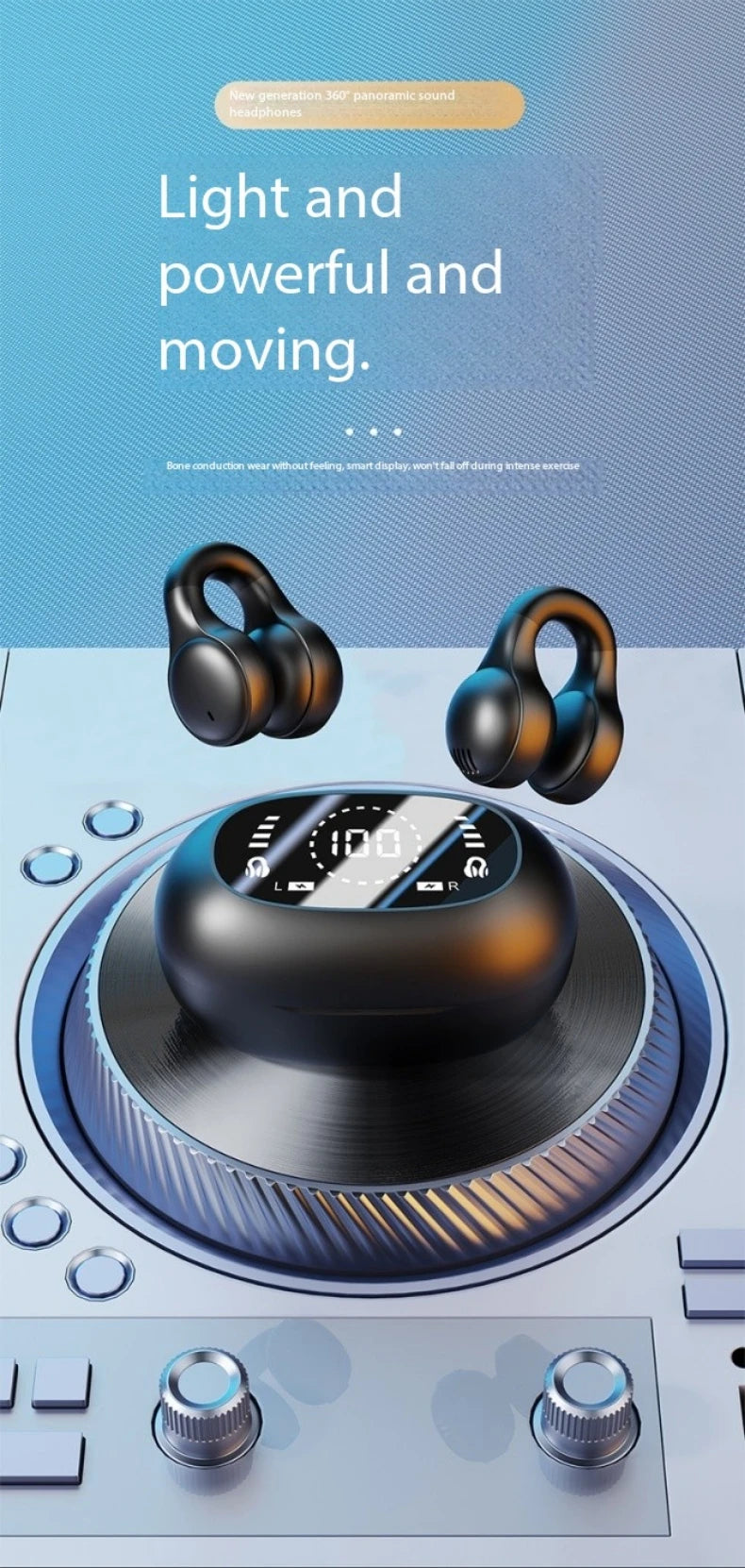 Wireless Ear Clip Bluetooth Headphones – Open-Ear Sport Earbuds with Mic