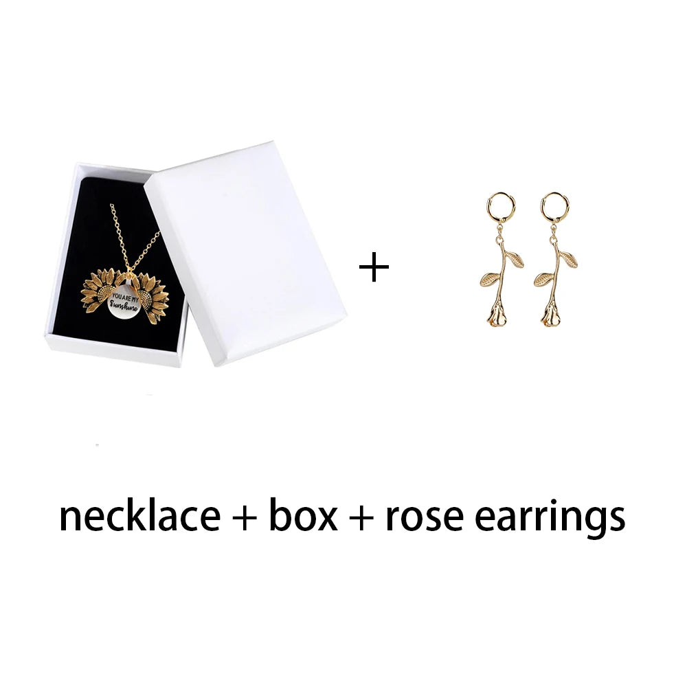 Vintage "You Are My Sunshine" Sunflower Pendant Necklace for Women – Zinc Alloy Fashion Jewelry