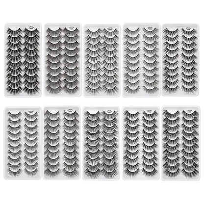 10/8/5/3Pairs Multipack 3D Mink Lashes False Eyelashes Handmade Wispy Fluffy Fake Lash Natural Eye Makeup Tools Faux Eye Lashes