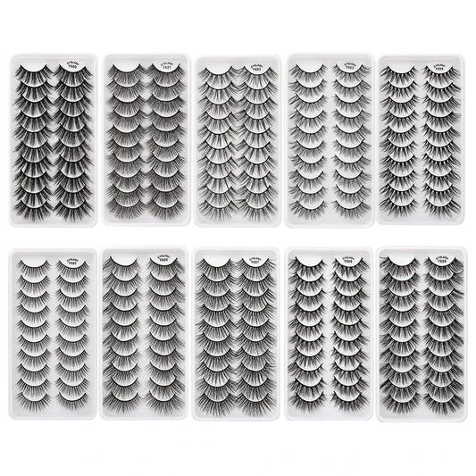 10/8/5/3Pairs Multipack 3D Mink Lashes False Eyelashes Handmade Wispy Fluffy Fake Lash Natural Eye Makeup Tools Faux Eye Lashes