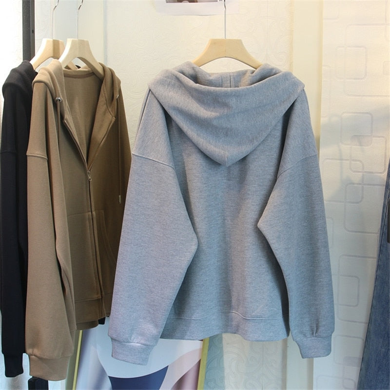 best Spring Hooded Sweatshirts with Pocket for Women Plus Size Long Sleeve Vintage Casual Cardigan y2k Streetwear Zip Up Hoodie Cloth 0 shop online at M2K Trends for