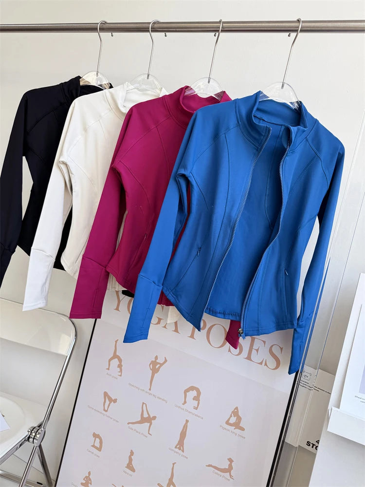 High Quality Long Sleeve Sports Jacket Women Zip Fitness Yoga Shirt  Gym Top Activewear Running Coats  Cycling Workout Clothes