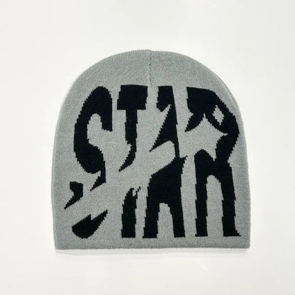 Adult Letters STAR jacquard Knitted Hats Y2K Outdoor Sports Trend Street Cold Caps Western Hip Hop Unisex Beanies