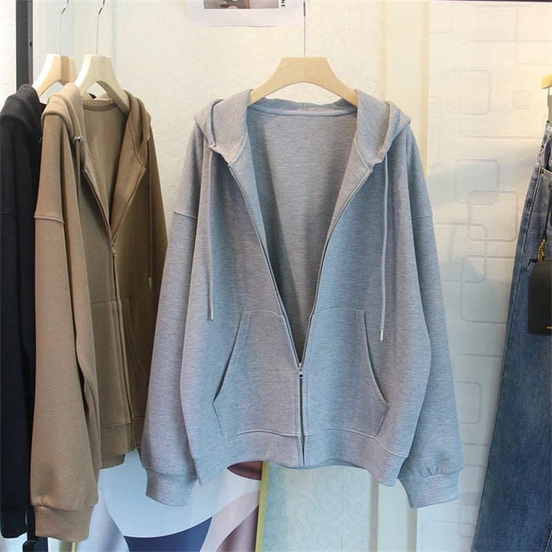 best Spring Hooded Sweatshirts with Pocket for Women Plus Size Long Sleeve Vintage Casual Cardigan y2k Streetwear Zip Up Hoodie Cloth 0 shop online at M2K Trends for