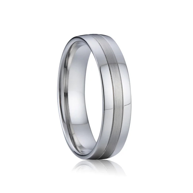 Titanfitz Custom Engraved Titanium & Stainless Steel Wedding Bands – His and Hers Rings with Cubic Zirconia