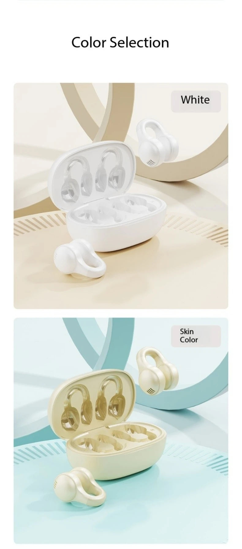 Wireless Ear Clip Bluetooth Headphones – Open-Ear Sport Earbuds with Mic