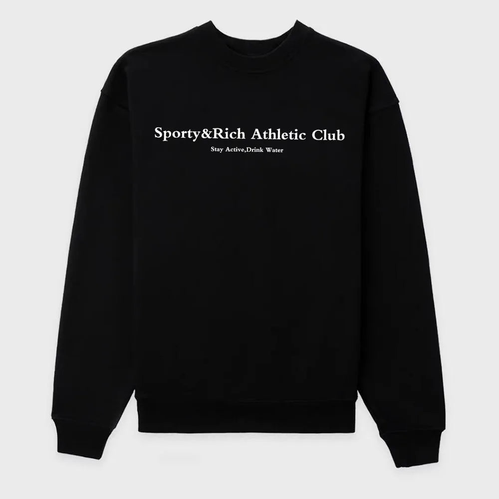 American Vintage Athletic Club Letters Printing Casual Sweatshirts Autumn Long Sleeve Loose Cotton Thick Warm Women Pullover