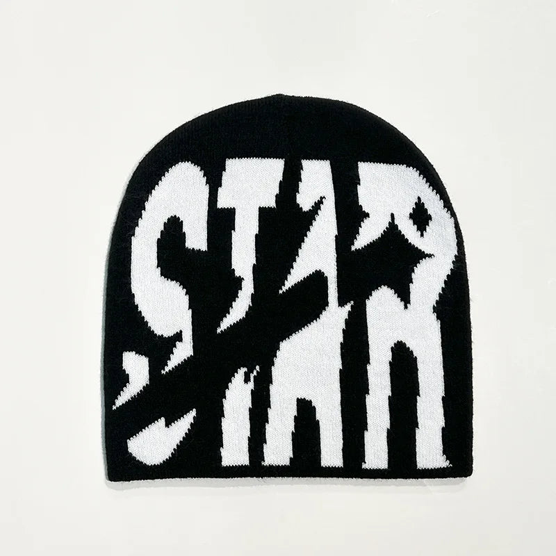 Adult Letters STAR jacquard Knitted Hats Y2K Outdoor Sports Trend Street Cold Caps Western Hip Hop Unisex Beanies