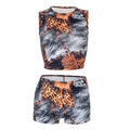 ANJAMANOR Leopard Print 2 Piece Sets Sleeveless Crop Top and Shorts Womens Club Wear Baddie Outfit Summer 2025 D85-AI11