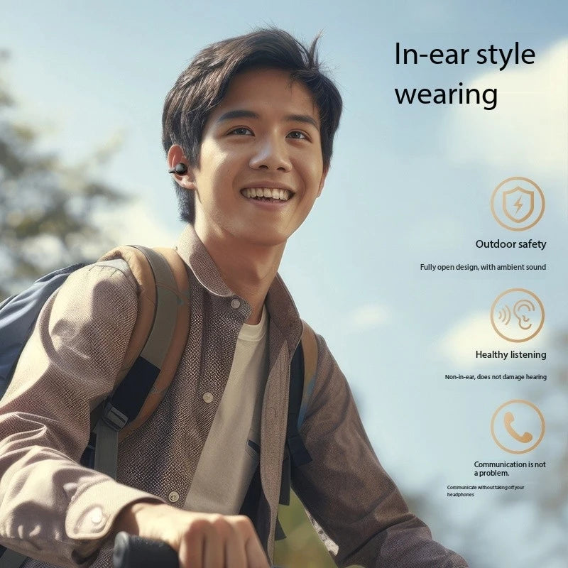 Wireless Ear Clip Bluetooth Headphones – Open-Ear Sport Earbuds with Mic