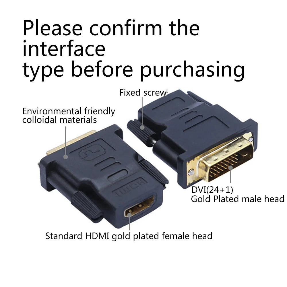 New DVI to HDMI Adapter Compatible Adapter HDMI to DVI Adapter DVI Male to HDMI female 24+5 Two-way Transmission HD TV Projector