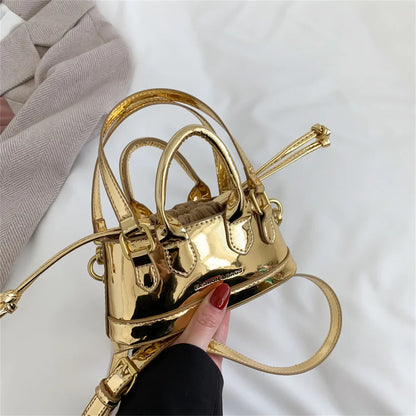 LEFTSIDE Bright Leather Gold Silver Crossbody Bags with Short Handle for Women Luxury 2023 Y2k Fashion Mini Handbags and Purses