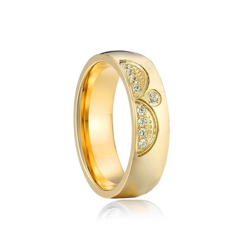 Titanfitz Custom Engraved Titanium & Stainless Steel Wedding Bands – His and Hers Rings with Cubic Zirconia